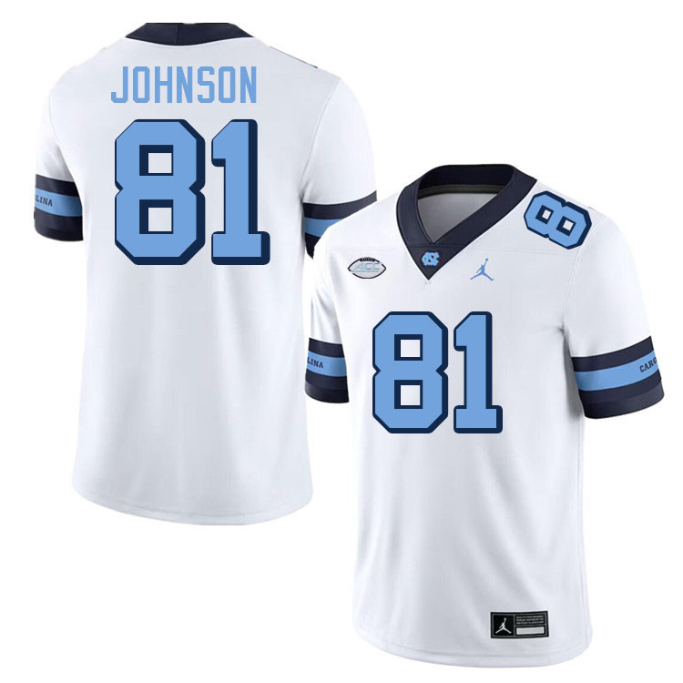 #81 Aziah Johnson North Carolina Tar Heels College Football Jersey Stitched-Retro White